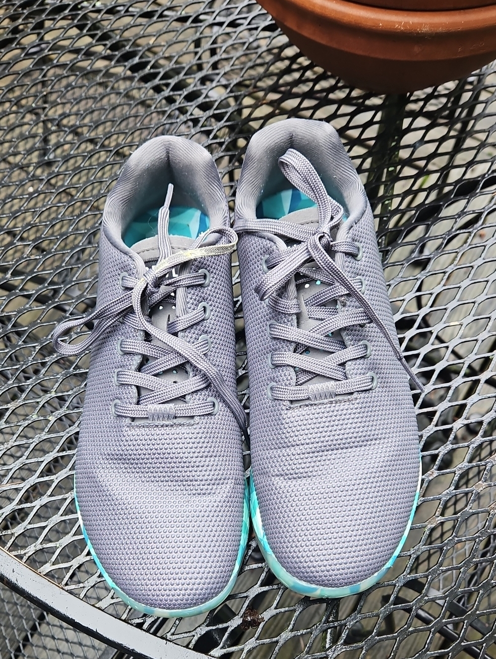 NOBULL Women's Gray Knit Trainers with Mint Accents